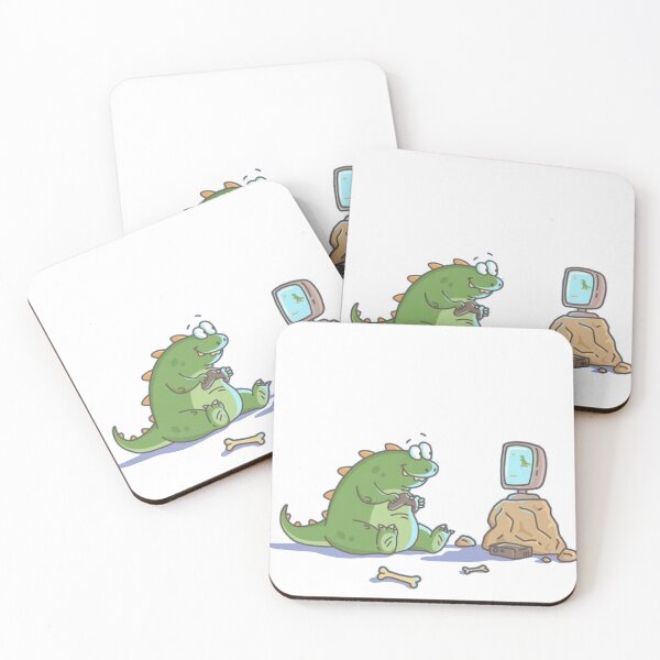 Item preview, Green T-REX playing videogame Sticker designed and sold by dex1one.