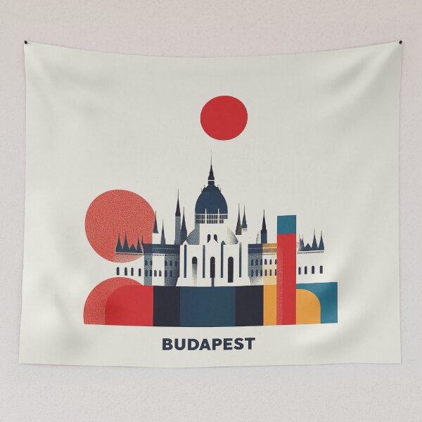 Item preview, Budapest Skyline - Geometric Cityscape Art designed and sold by Retro Travel Design.