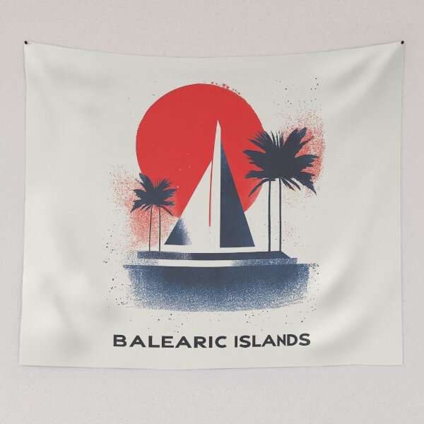 Item preview, Balearic Islands Sailing - Minimalist Mediterranean Art designed and sold by Retro Travel Design.