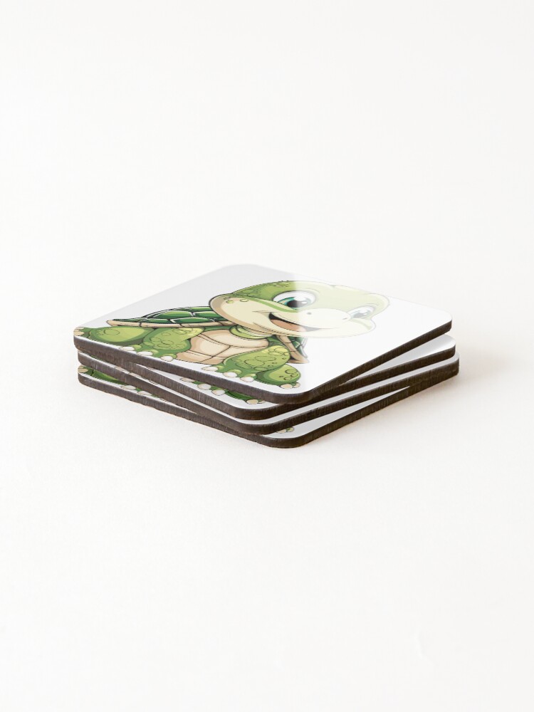 Thumbnail 4 of 5, Coasters (Set of 4), Cartoon Turtle designed and sold by AIStudioProject.