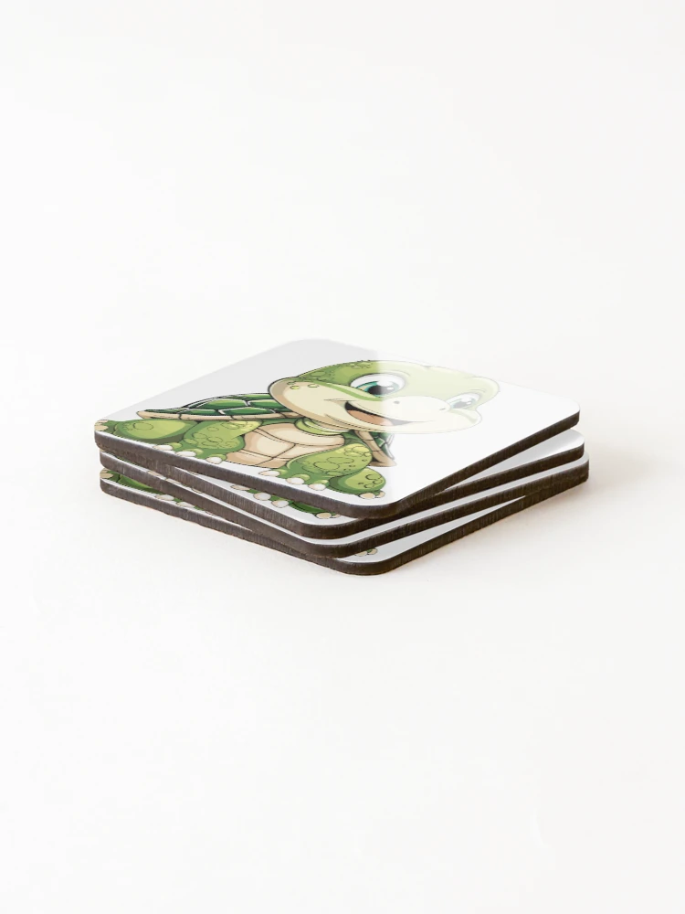 Thumbnail 4 of 5, Coasters (Set of 4), Cartoon Turtle designed and sold by AIStudioProject.