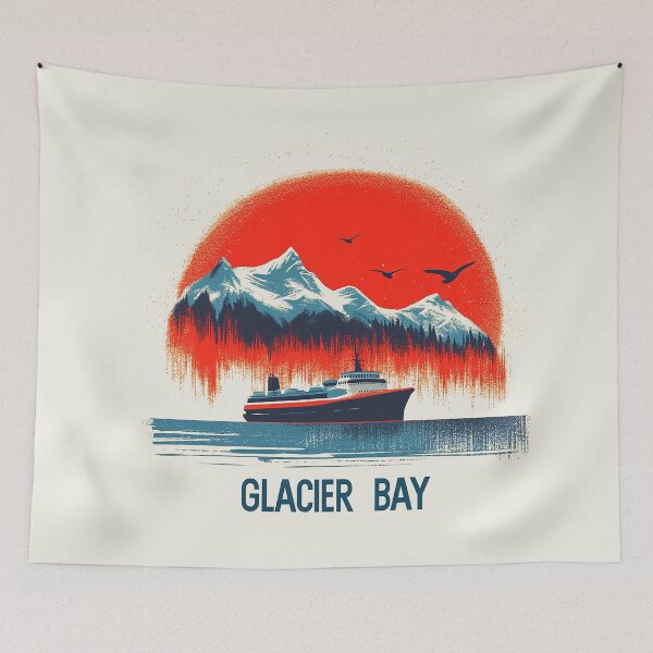 Item preview, Glacier Bay Adventure - Retro Alaskan Cruise Art designed and sold by Retro Travel Design.
