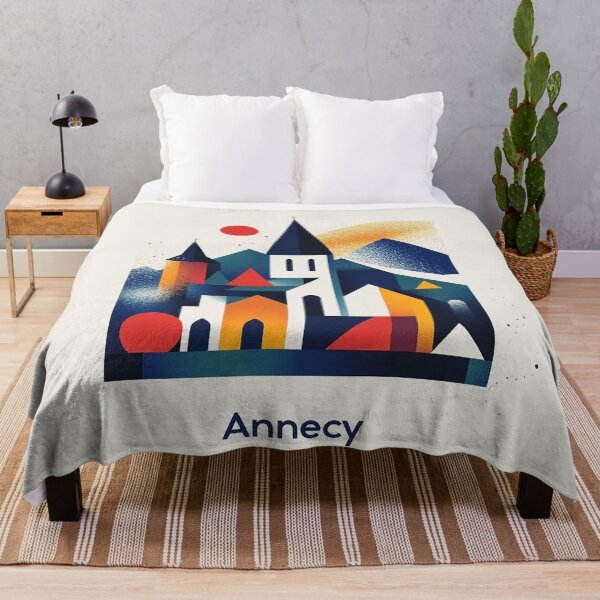 Item preview, Annecy - Modern Geometric Cityscape Art designed and sold by Retro Travel Design.