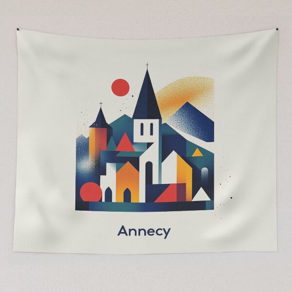 Item preview, Annecy - Modern Geometric Cityscape Art designed and sold by Retro Travel Design.