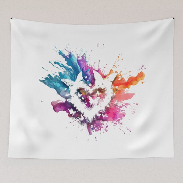 Item preview, heart with butterflies multicolor abstraction designed and sold by Micapox.