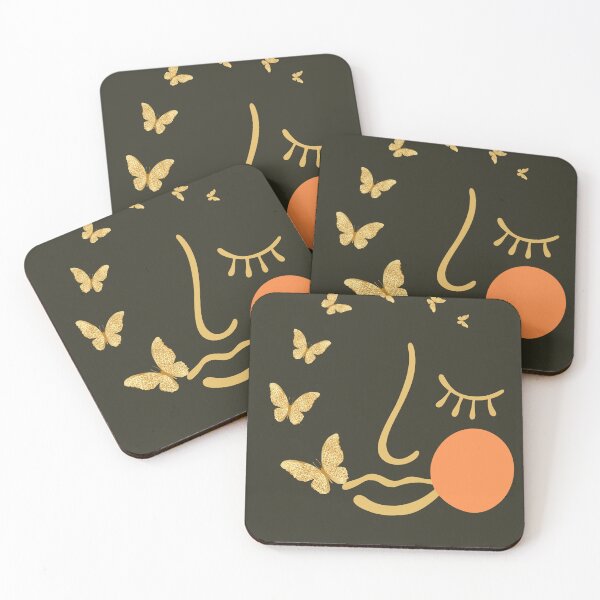 Item preview, Golden Butterflies and Minimalist Face Design designed and sold by Hummy-studio.