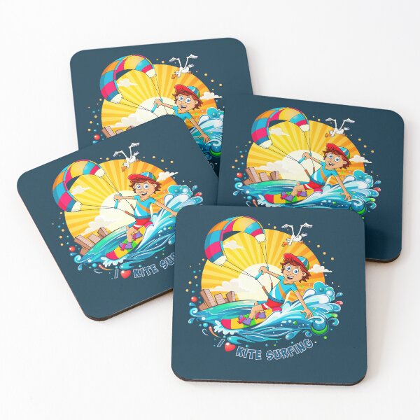 Item preview, I love kitesurfing - colourful cartoon style illustration  designed and sold by Stef Ringoot, cartoons and illustrations.