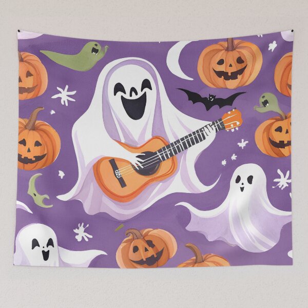 Item preview, Spooky Ghost Guitarist Halloween Design - Tshirt Design designed and sold by RosmeralisShop.