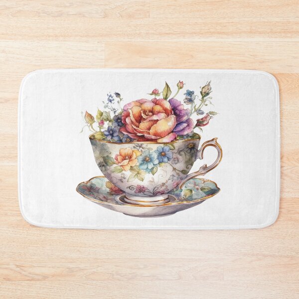 Item preview, Vintage Teacup in blue Floral Tea - Pink rose royalcore paris baroque designed and sold by Fantasy Cache.