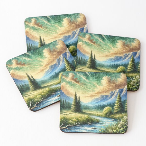Item preview, Painted Landscape with River and Mountains designed and sold by PsycheBrain.