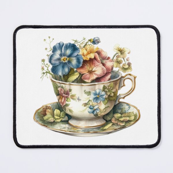 Item preview, Vintage teacup princesscore Floral Tea - regencycore baroque iris flowers designed and sold by Fantasy Cache.