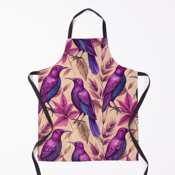 Item preview, FLORAL AND TROPICAL PATTERN O9 - Gift items and personal use / Bird, Honeycreeper, Leaves, Purple, Spikes, Jungle, Toile, Ornamented, Art designed and sold by LumDesignArt.