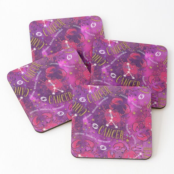 Item preview, Cancer: June 21 - July 22. Cancer Zodiac non directional print in alcohol ink and watercolor with simulated gold glitter accents. designed and sold by KariSmithDes.