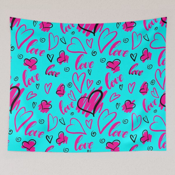 Item preview, seamless pattern with hearts and hand lettering designed and sold by alexvioletart.