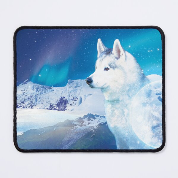 Item preview, Husky dog with mountains and northern lights designed and sold by EglesCreations.