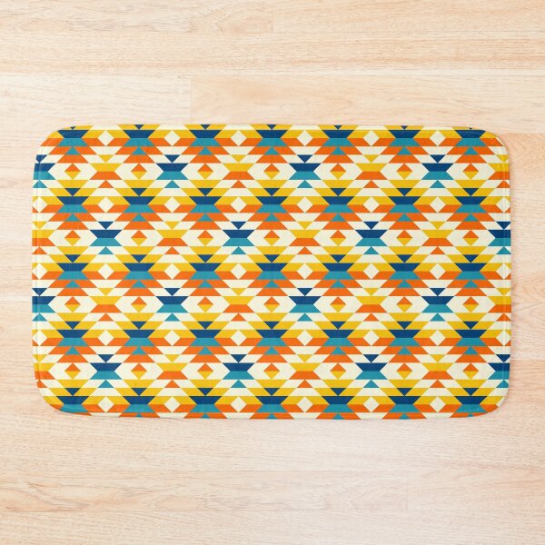 Item preview, Boho summer colorful Aztec diamonds pattern orange blue designed and sold by Dana Du.