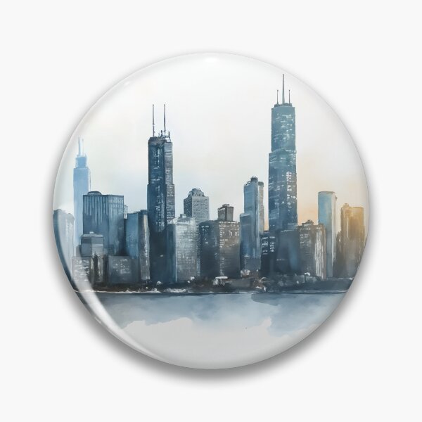 Item preview, Watercolor Style Chicago Skyline designed and sold by HighrockDesigns.