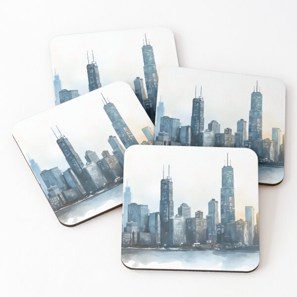 Item preview, Watercolor Style Chicago Skyline designed and sold by HighrockDesigns.