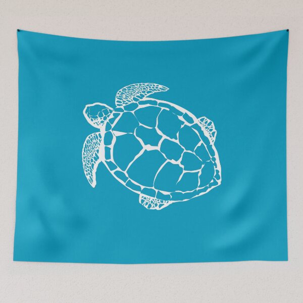 Aperçu de l'œuvre Esquisse de tortue de mer en blanc créée et vendue par RedFishyTee.