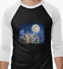 Howling Wolves Under The Moon Men's Baseball ¾ T-Shirt