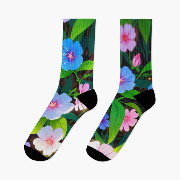 Item preview, Pink and blue flowers dancing. designed and sold by PatDoArt.