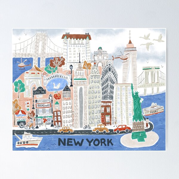 Item preview, New York City map illustration designed and sold by Bridgett3602.