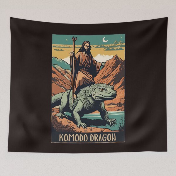 Item preview, Funny Christian Lord Jesus Riding Komodo Animals Biggest Lizard in the Jurassic Period designed and sold by FociCreate.