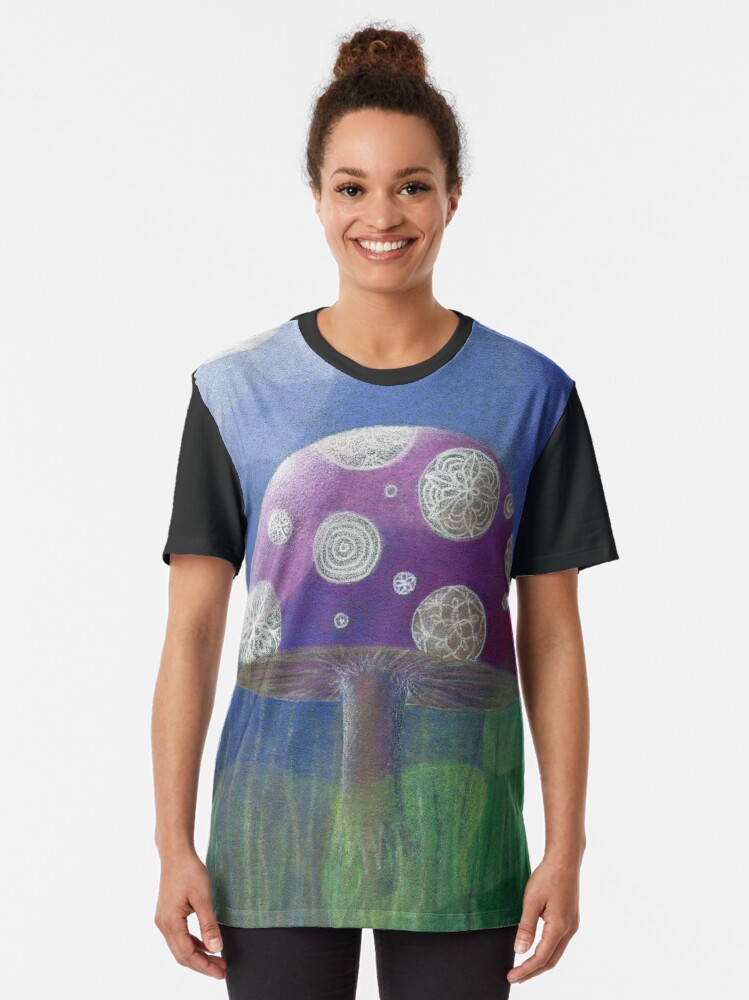 Alternate view of Purple Mandala Fungi Graphic T-Shirt