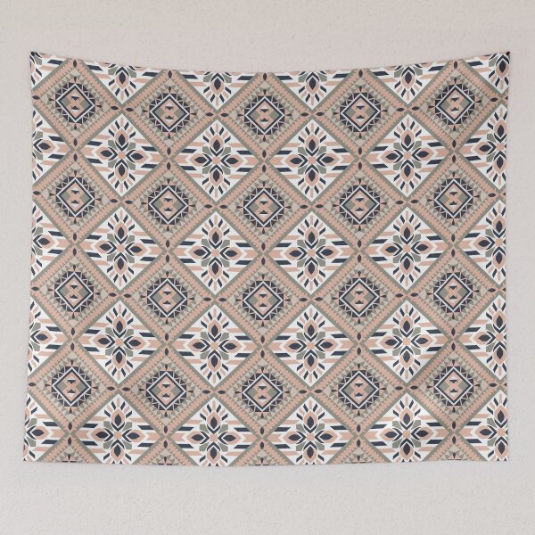 Item preview, fabric geometric ethnic pattern peach vector design designed and sold by orawan-koong.