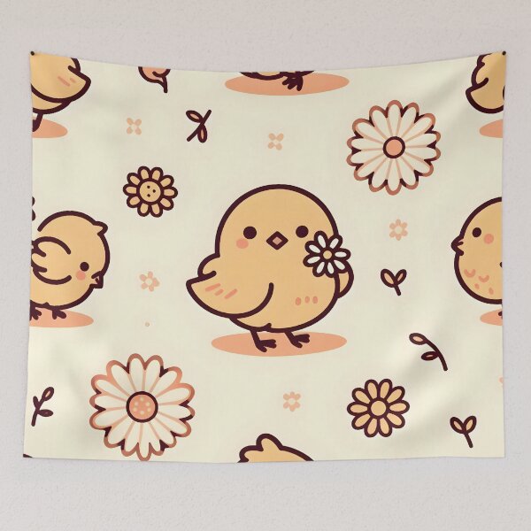 Item preview, Adorable Baby Chick Pattern with Flowers designed and sold by CitrineLinker.