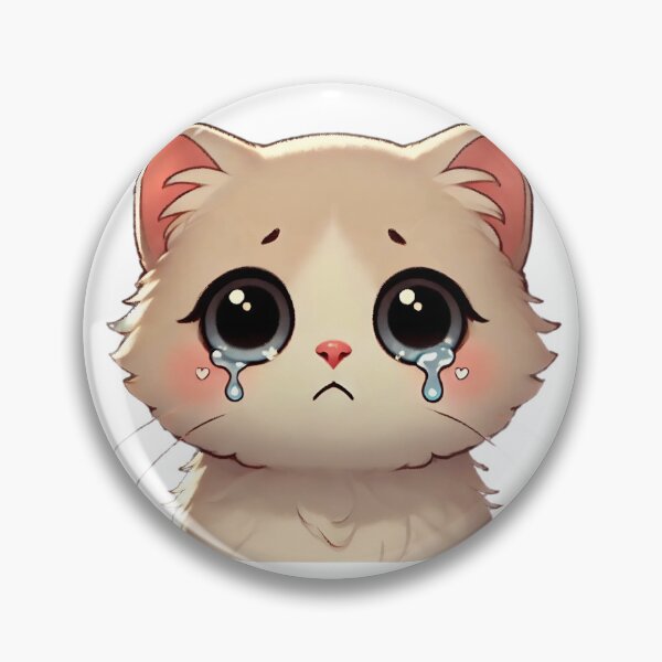 Item preview, Cute Crying White Cat with Big Eyes - Kawaii Sad Cat Illustration designed and sold by EchoFusion.