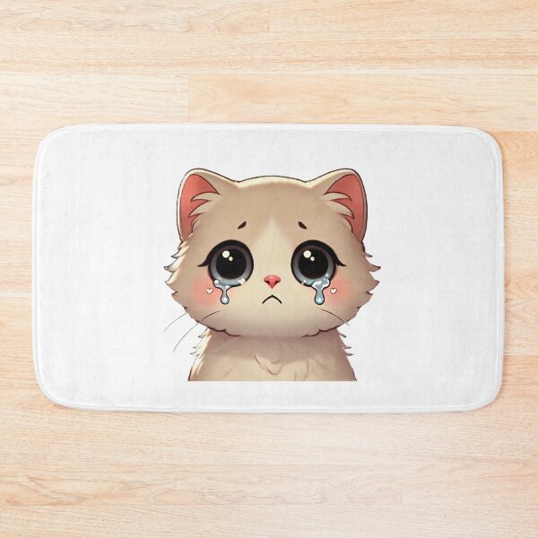 Item preview, Cute Crying White Cat with Big Eyes - Kawaii Sad Cat Illustration designed and sold by EchoFusion.