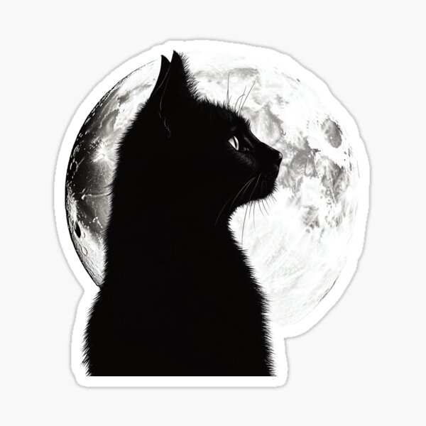 Item preview, Black Cat Moon Silhouette  designed and sold by rosebudprintco.