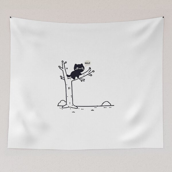 Item preview, Black Cat Stuck on Tree Seeking Help - Rescue Image designed and sold by EchoFusion.