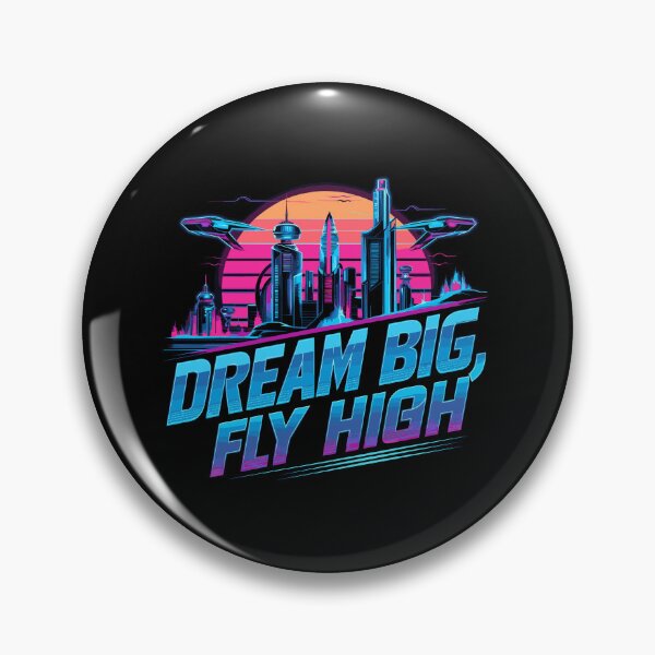 Item preview, Dream Big Fly High Retro Futuristic Neon Cityscape 1980s 80s designed and sold by w1ckerman.
