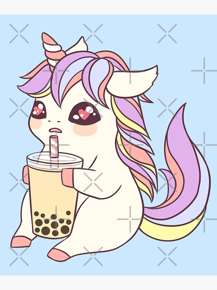 "Unicorn Loves Bubble Tea Magical Boba" Metal Print for Sale by