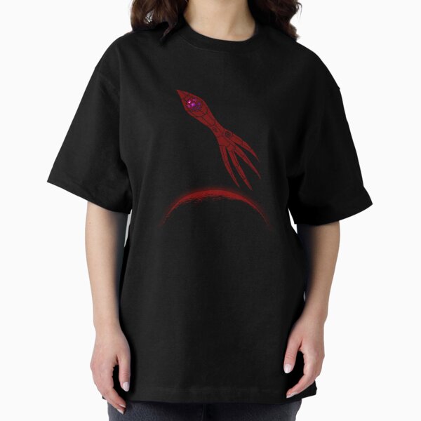red moon and crimson squid ship Oversized T-Shirt