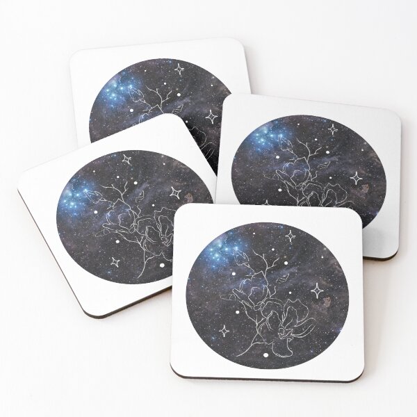 Item preview, Pleiades Galactic Starry Night Sky and Flowers designed and sold by WildWoodlandWitch.