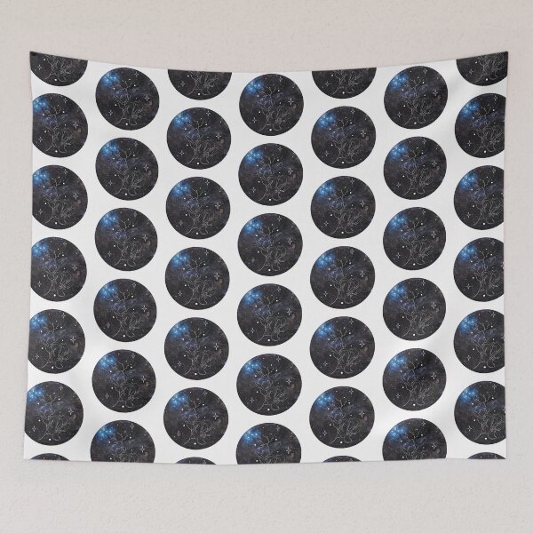 Item preview, Pleiades Galactic Starry Night Sky and Flowers designed and sold by WildWoodlandWitch.