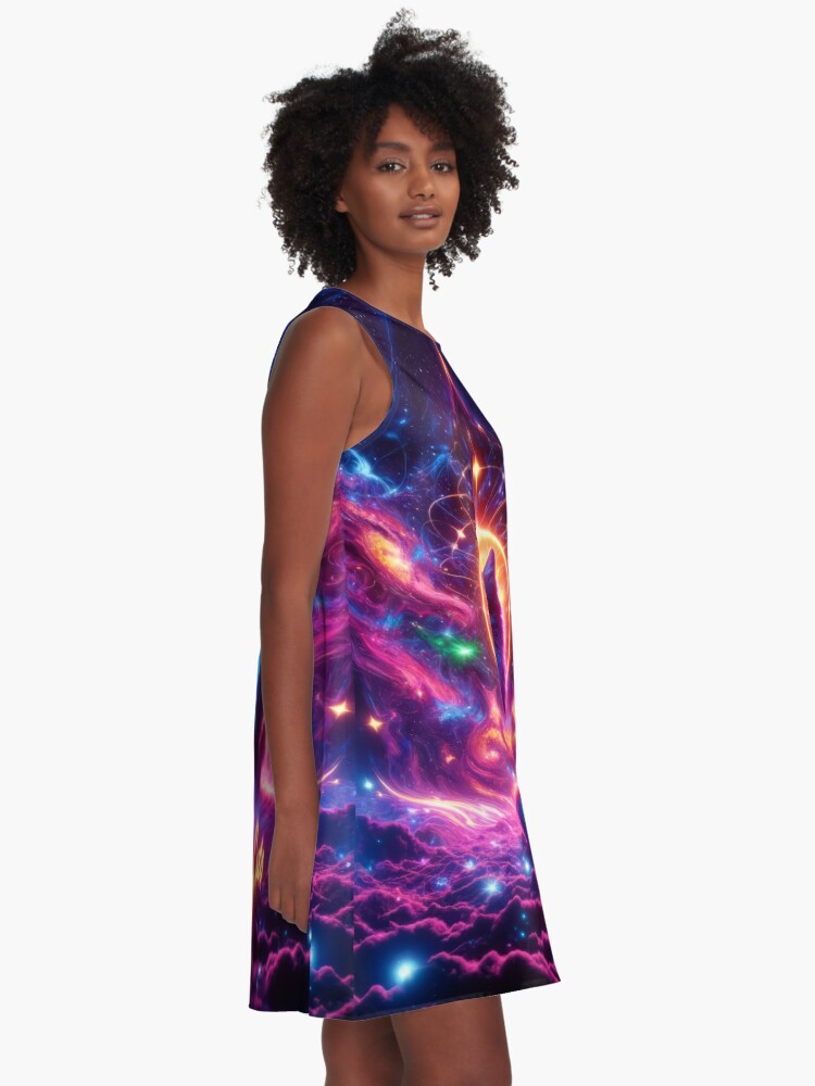 Thumbnail 2 of 4, A-Line Dress, Space Cats designed and sold by thomasdatt.