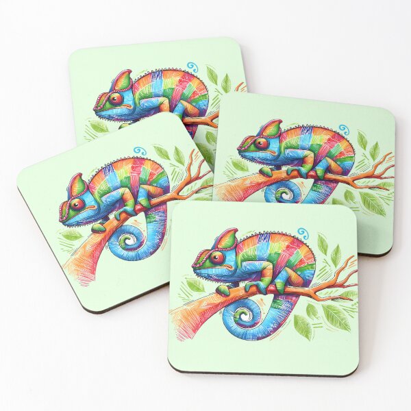 Item preview, Chameleon, an Artistic Explosion of Colors and Lines in a Scribble Art Style designed and sold by beyazart.