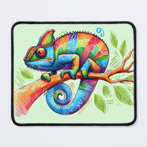 Item preview, Chameleon, an Artistic Explosion of Colors and Lines in a Scribble Art Style designed and sold by beyazart.