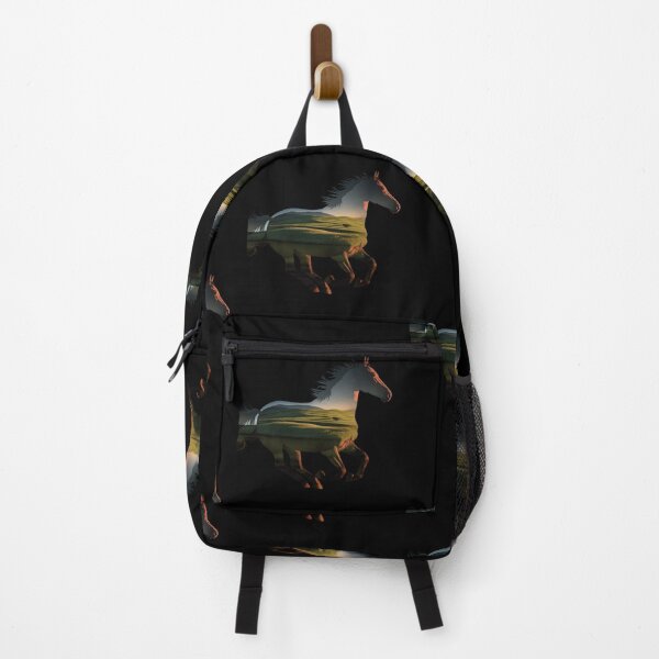 Item preview, The artistic double exposure effect merges the horse overlaid with a serene landscape scene designed and sold by macadolie.