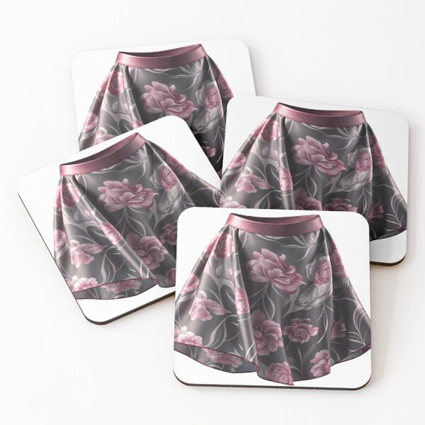 Item preview, silk woman's skirt withe red flowers pattern  designed and sold by Creative88Art.