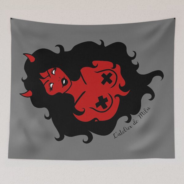 Item preview, She's the Devil ! - Grey background designed and sold by L'Atelier de Milu.