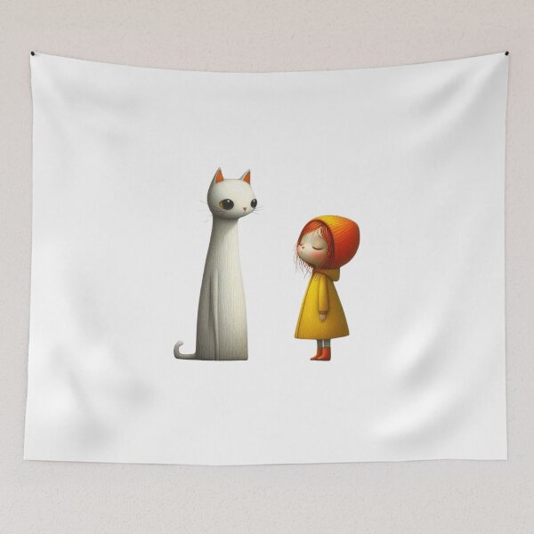 Item preview, The Cat and the Girl in Yellow Raincoat designed and sold by PohPrints2024.