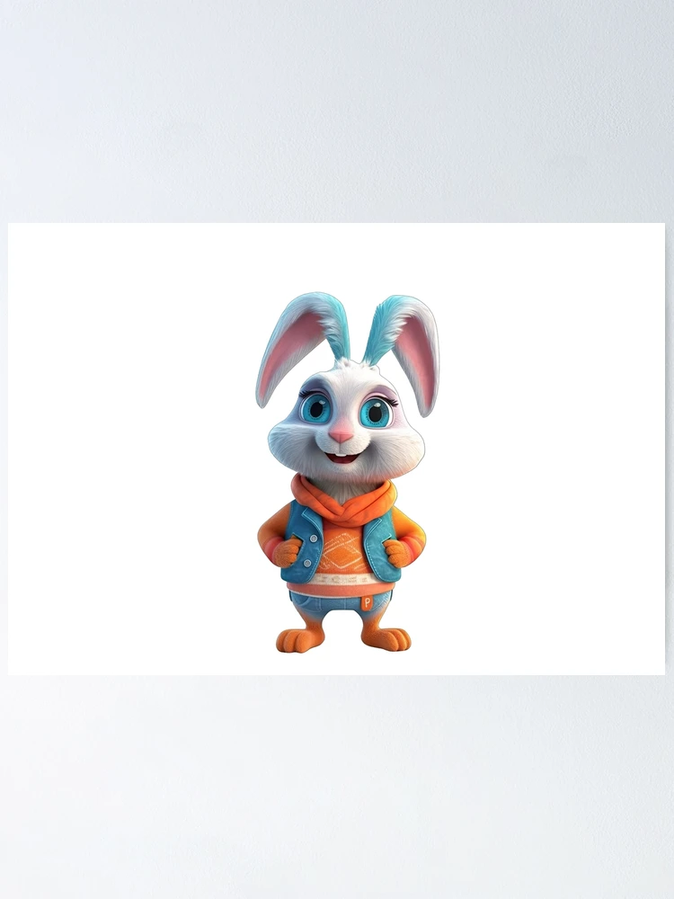 Thumbnail 1 of 3, Poster, Cheerful Cartoon Rabbit designed and sold by Sillytoe.