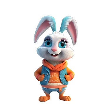 Artwork thumbnail, Cheerful Cartoon Rabbit by Sillytoe
