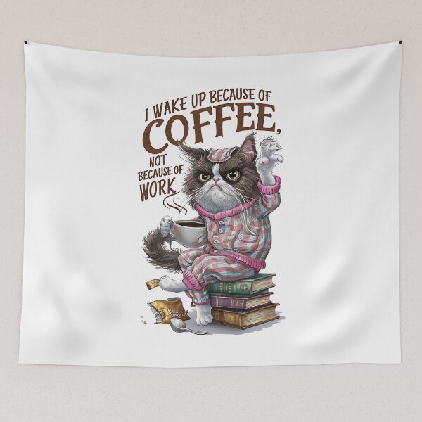 Item preview, Angry Coffee Cat With Books designed and sold by ZeptepiTrends.