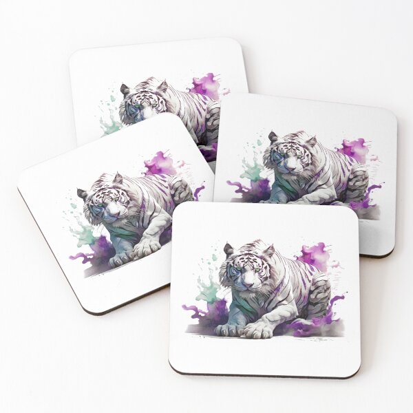 Item preview, a white tiger as a watercolor designed and sold by Rose Design & Photos.